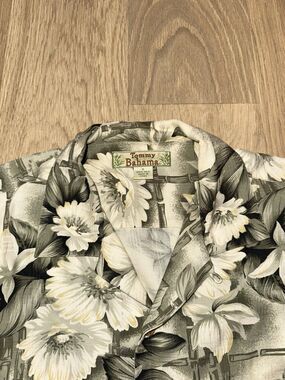 Tommy Bahama Vintage Hawaiian Camp Shirt Floral Silk Green Mens Small